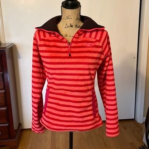 The North Face fuzzy striped half zip